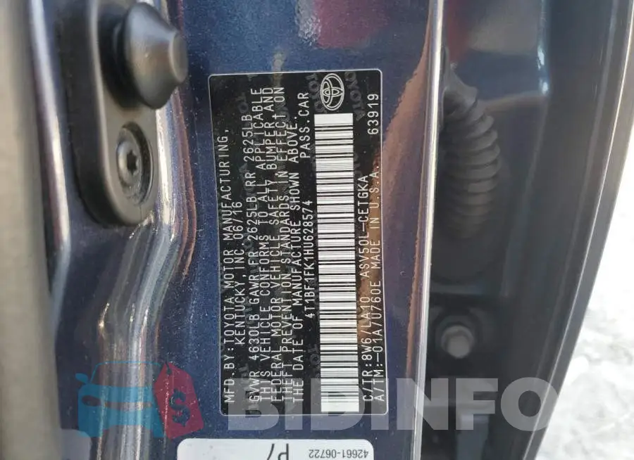 4T1BF1FK1HU628574 Photo# 13