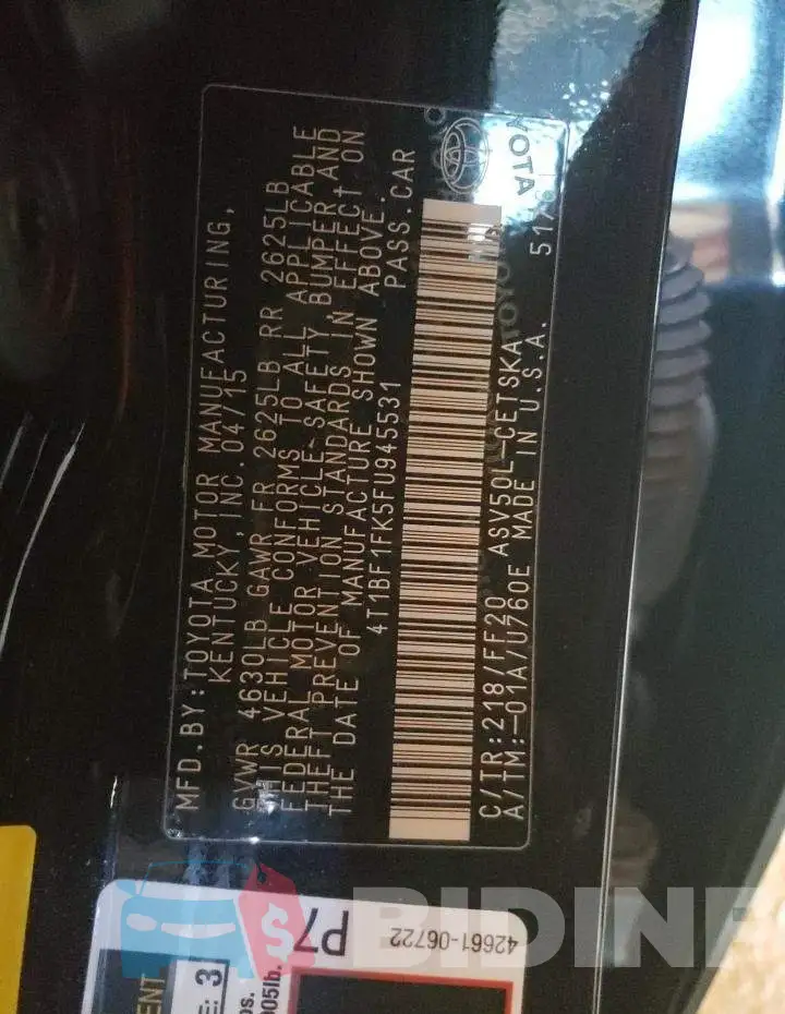 4T1BF1FK5FU945531 Photo# 13