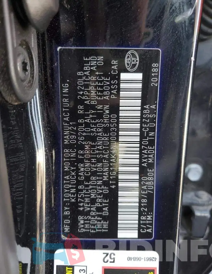 4T1G11AK4NU003500 Photo# 12