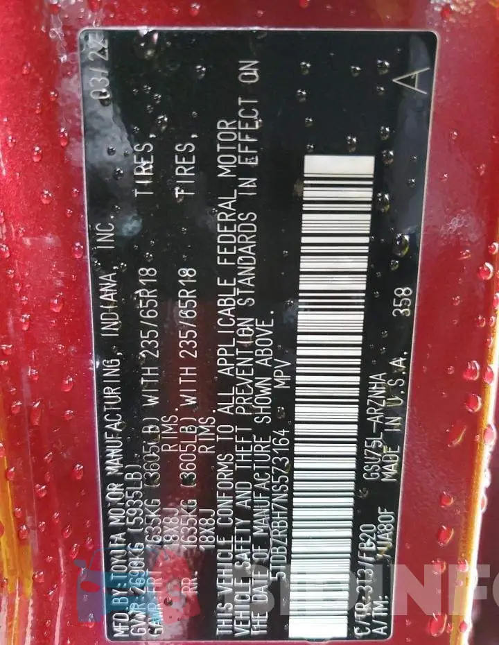 5TDBZRBH7NS573164 Photo# 13