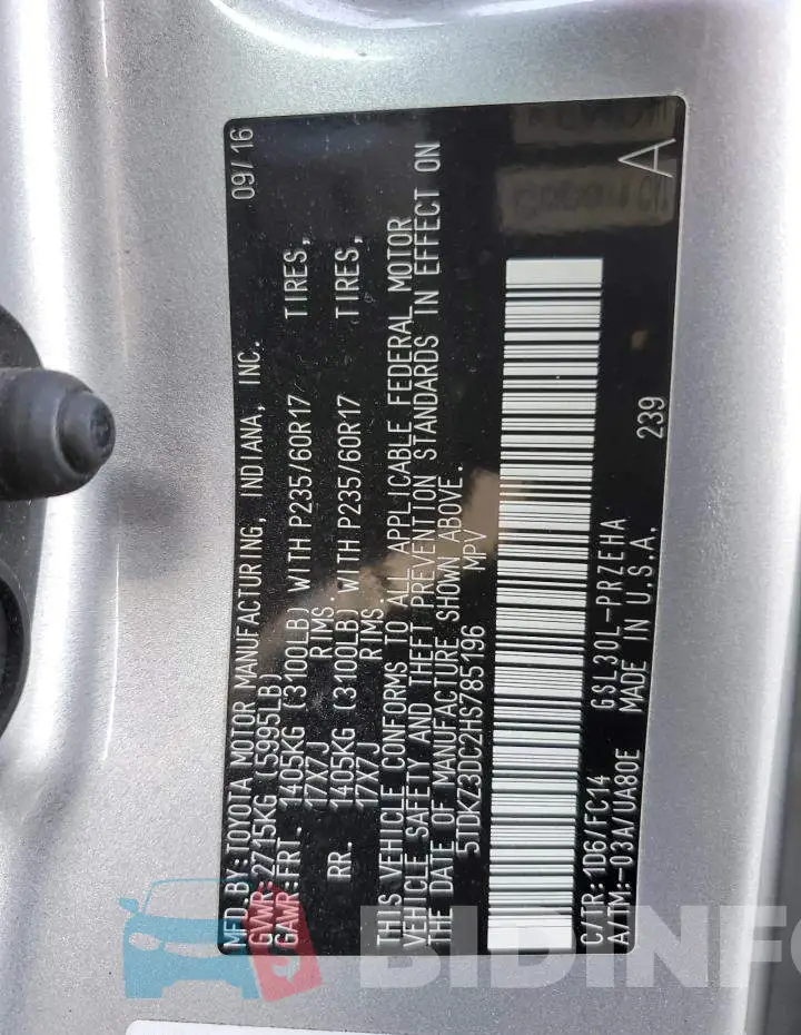 5TDKZ3DC2HS785196 Photo# 14