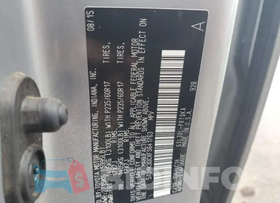 5TDYK3DCXFS641763 Photo# 12