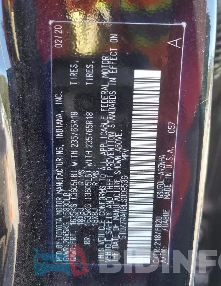 5TDZZRAH8LS009536 Photo# 13