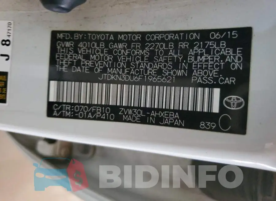 JTDKN3DU6F1965621 Photo# 12