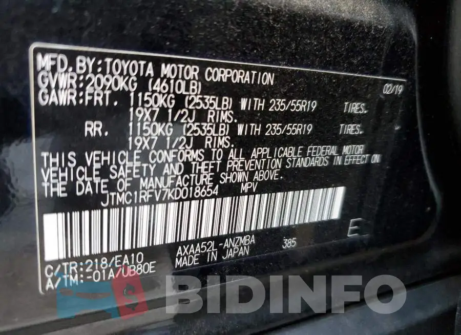 JTMC1RFV7KD018654 Photo# 12
