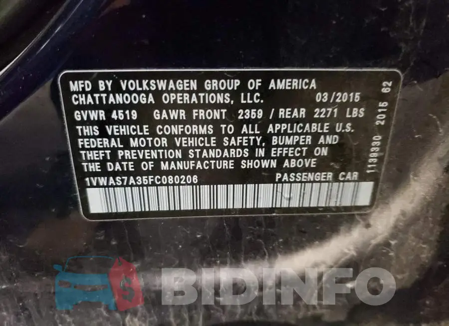 1VWAS7A35FC080206 Photo# 12