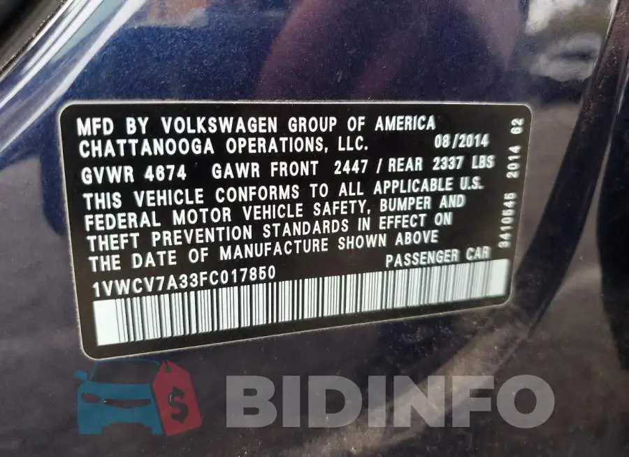 1VWCV7A33FC017850 Photo# 12