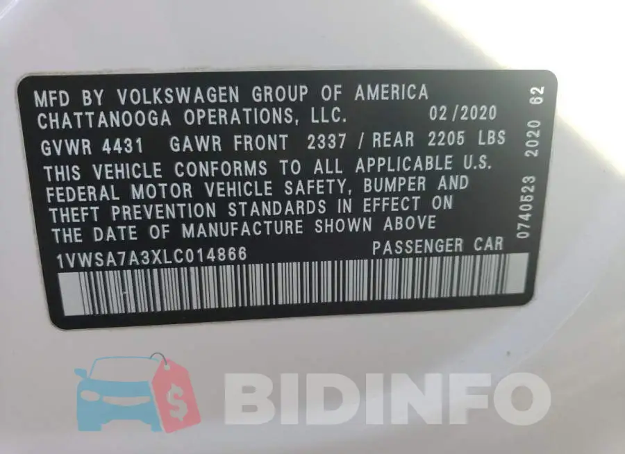 1VWSA7A3XLC014866 Photo# 12