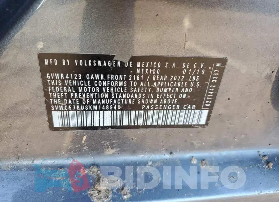 3VWC57BU8KM148949 Photo# 13