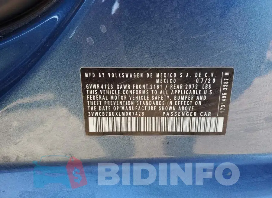 3VWCB7BUXLM067428 Photo# 13
