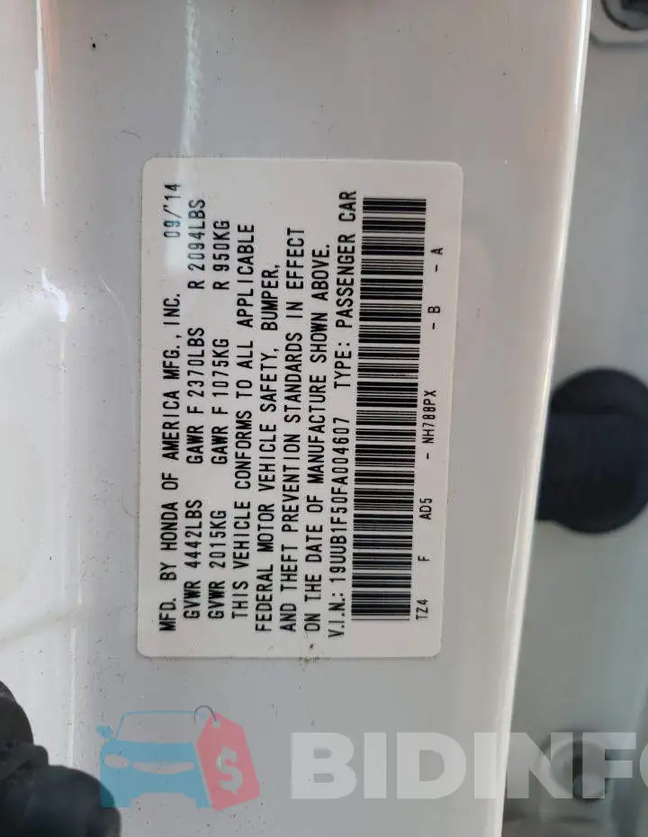 19UUB1F50FA004607 Photo# 12