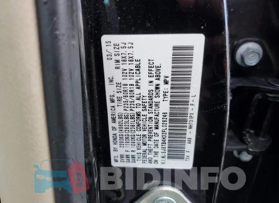 5J8TB4H32FL029246 Photo# 13