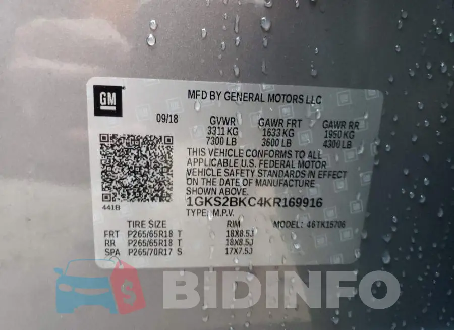1GKS2BKC4KR169916 Photo# 13