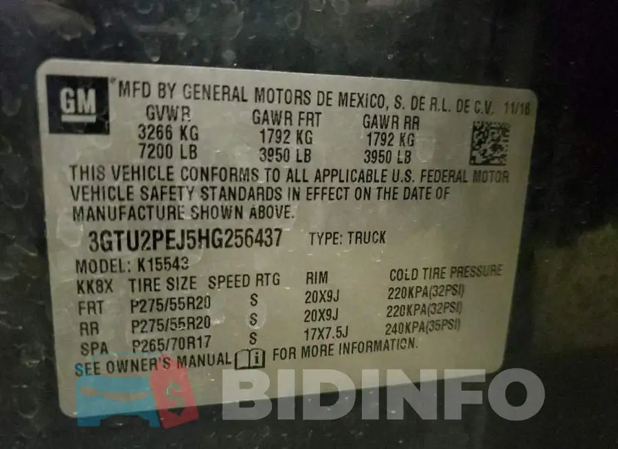 3GTU2PEJ5HG256437 Photo# 12