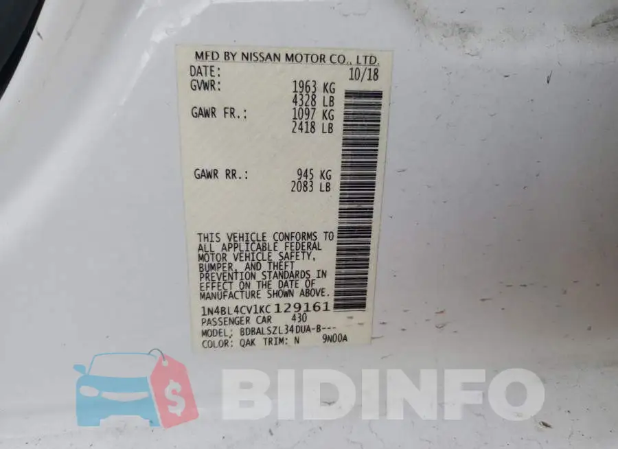 1N4BL4CV1KC129161 Photo# 12