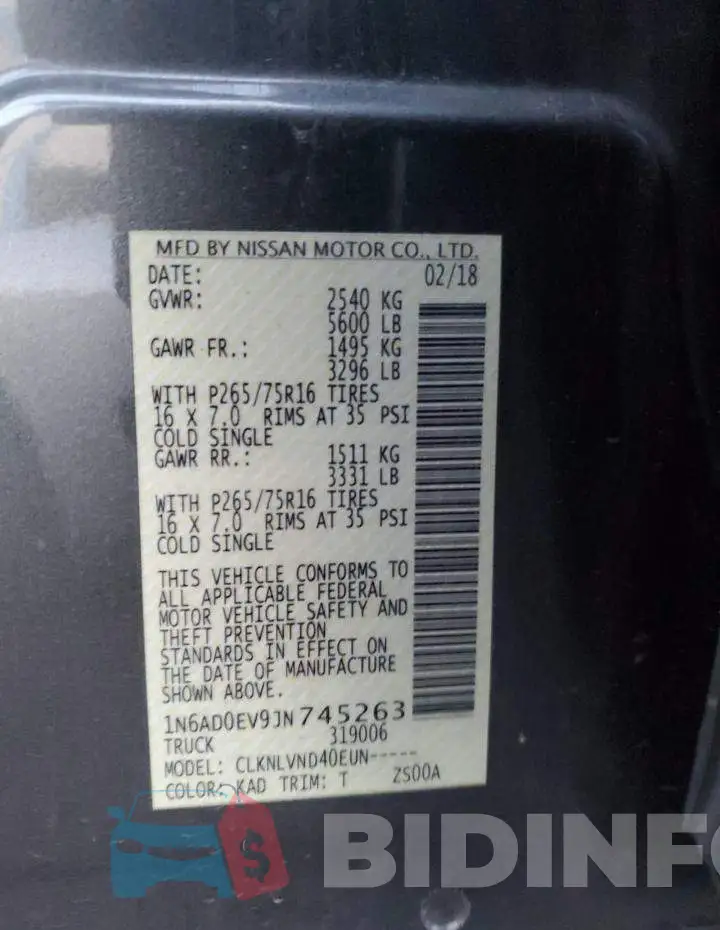 1N6AD0EV9JN745263 Photo# 12