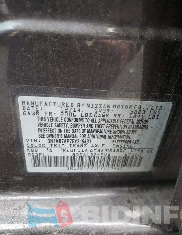 3N1AB7AP7FY219431 Photo# 12