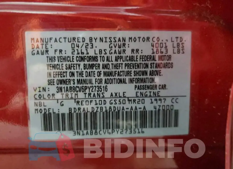 3N1AB8CV6PY273516 Photo# 12