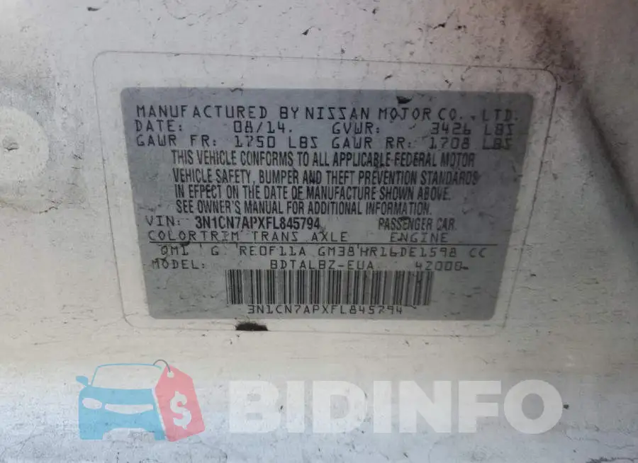 3N1CN7APXFL845794 Photo# 12