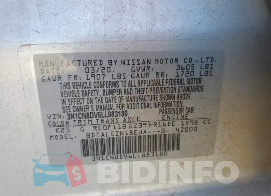 3N1CN8DV6LL883180 Photo# 12