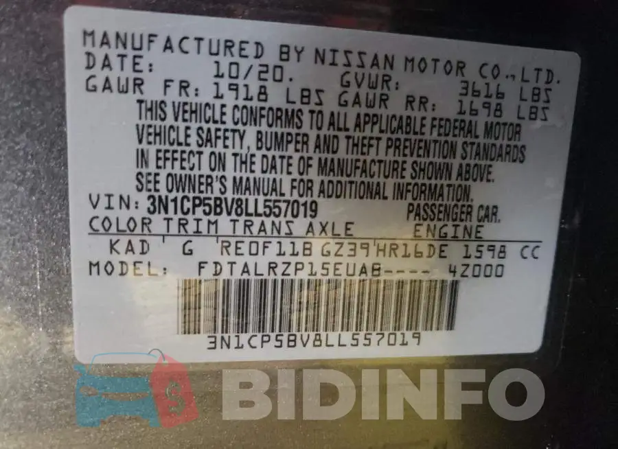 3N1CP5BV8LL557019 Photo# 14