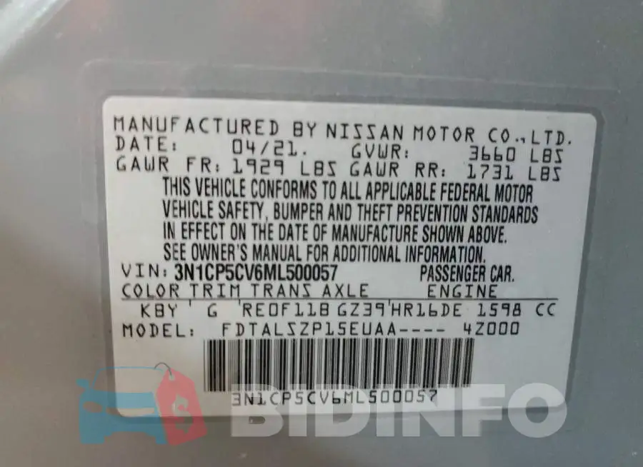 3N1CP5CV6ML500057 Photo# 13