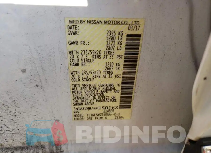 5N1AZ2MH7HN150168 Photo# 14