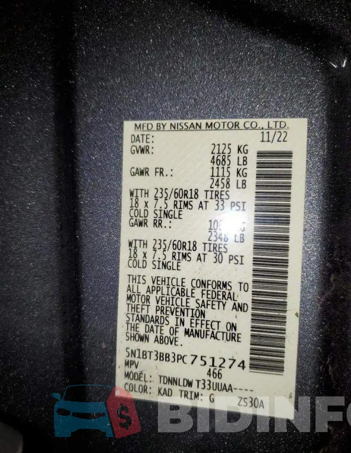 5N1BT3BB3PC751274 Photo# 13