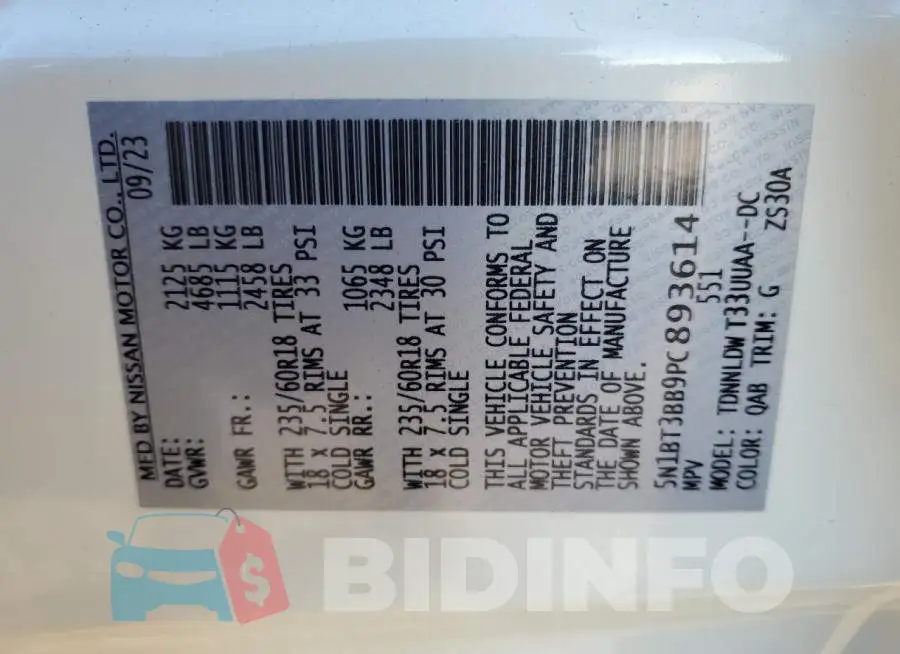 5N1BT3BB9PC893614 Photo# 13