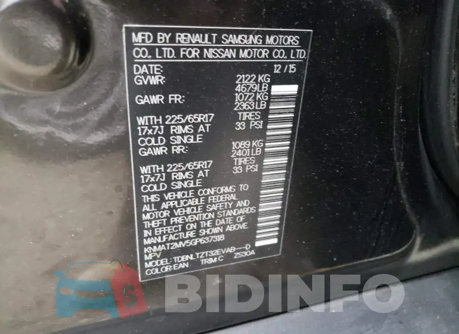 KNMAT2MV5GP637318 Photo# 14