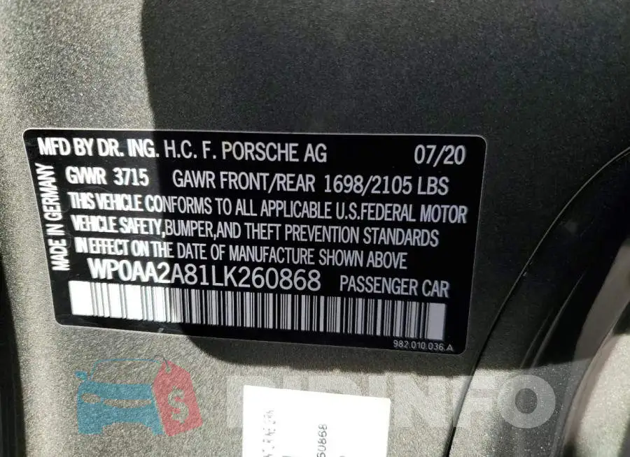 WP0AA2A81LK260868 Photo# 12