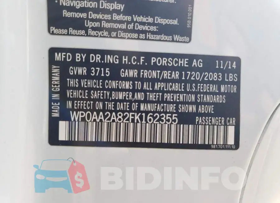 WP0AA2A82FK162355 Photo# 12