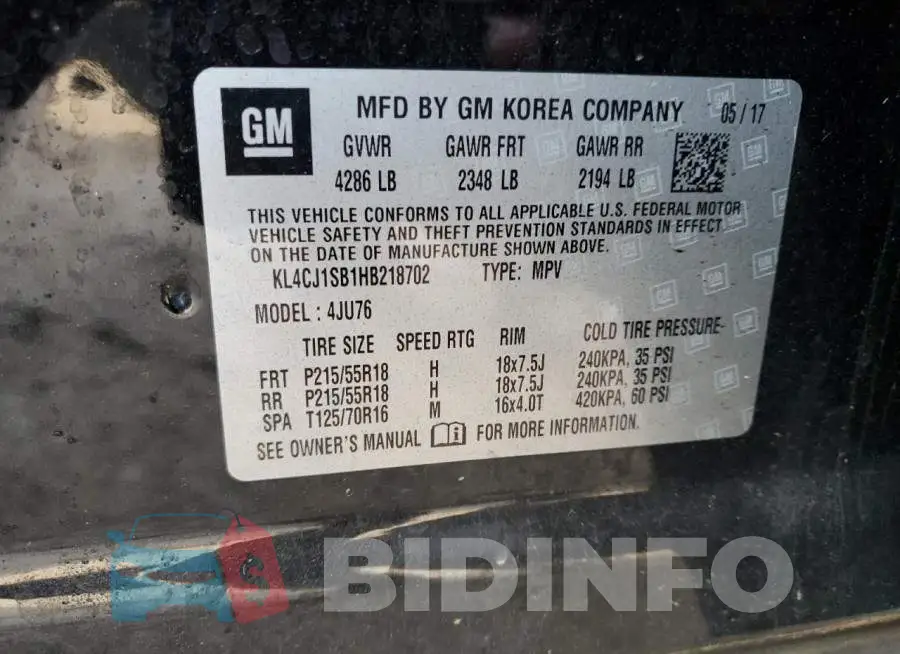 KL4CJ1SB1HB218702 Photo# 13