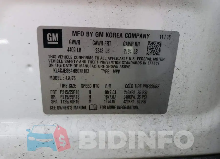 KL4CJESB4HB078183 Photo# 12