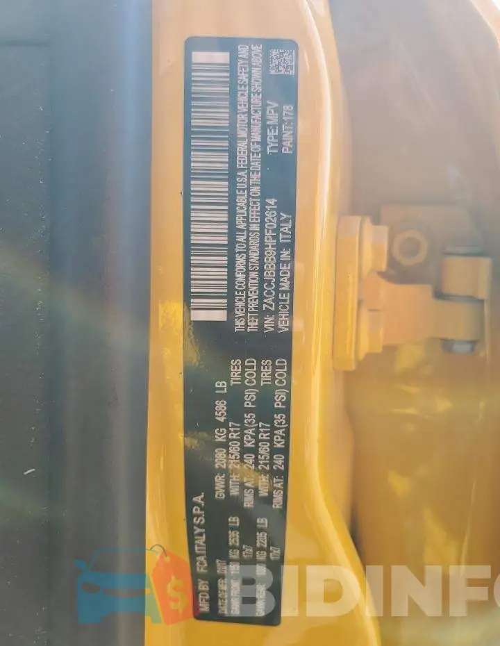 ZACCJBBB9HPF02614 Photo# 14
