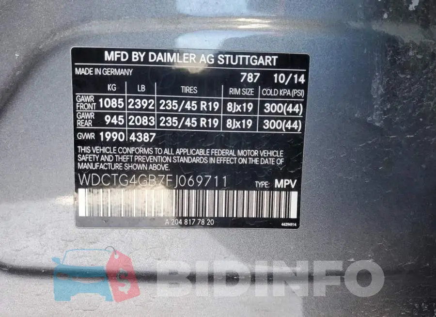 WDCTG4GB7FJ069711 Photo# 12