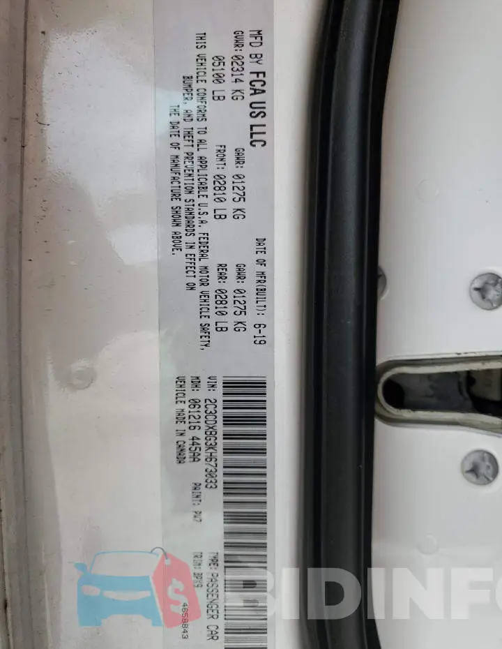 2C3CDXBG3KH673033 Photo# 12