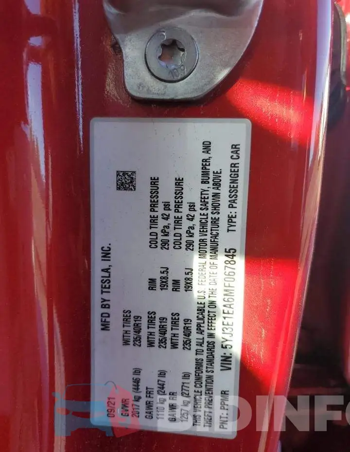 5YJ3E1EA6MF067845 Photo# 12