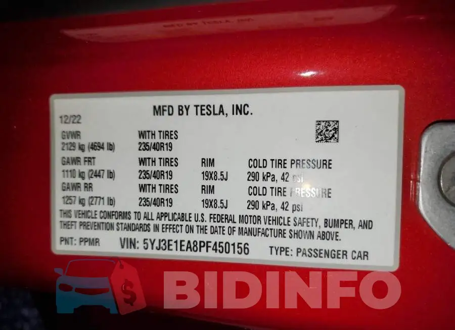 5YJ3E1EA8PF450156 Photo# 12