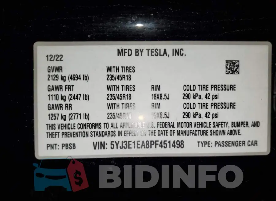 5YJ3E1EA8PF451498 Photo# 12