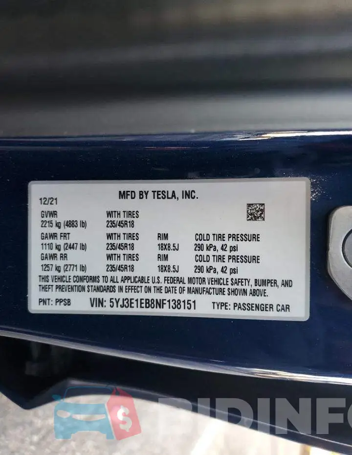 5YJ3E1EB8NF138151 Photo# 13