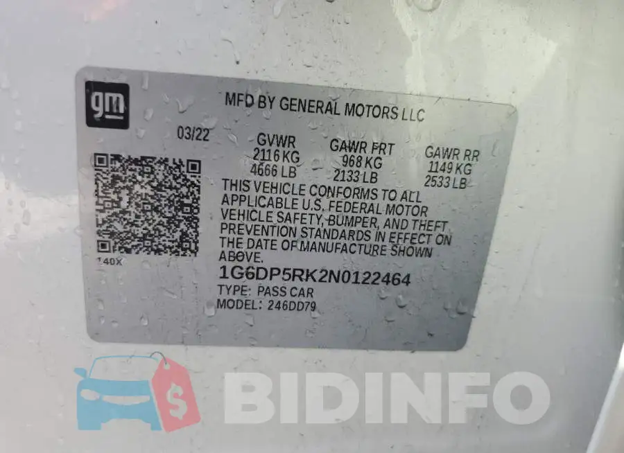 1G6DP5RK2N0122464 Photo# 13