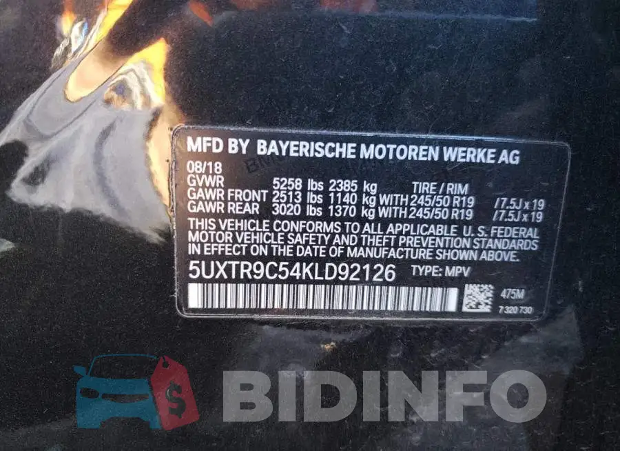 5UXTR9C54KLD92126 Photo# 12