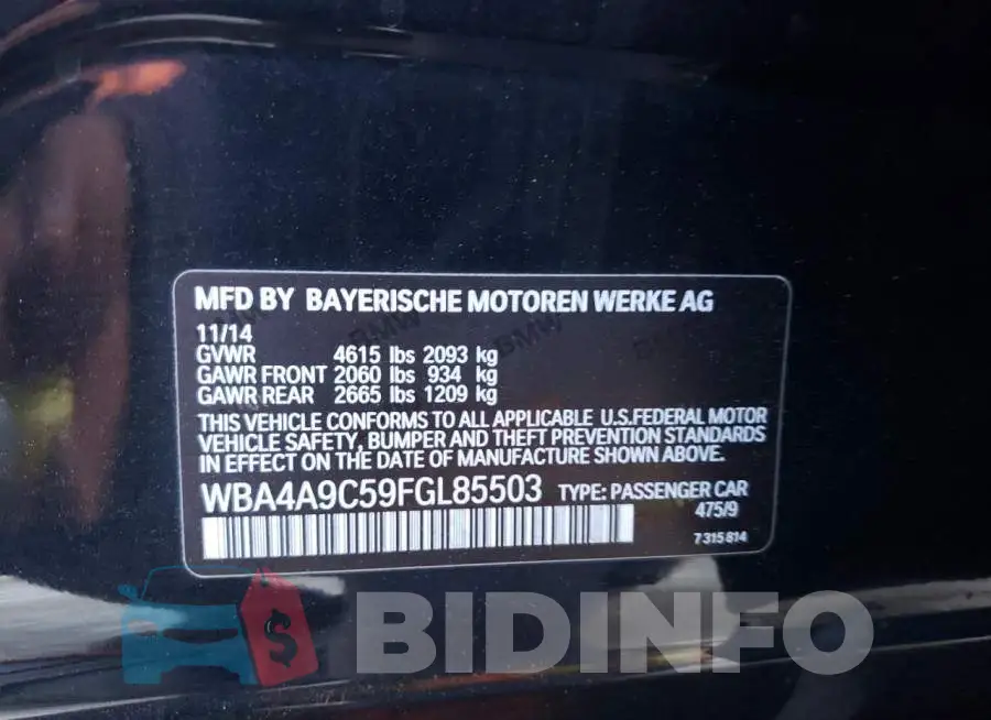 WBA4A9C59FGL85503 Photo# 12