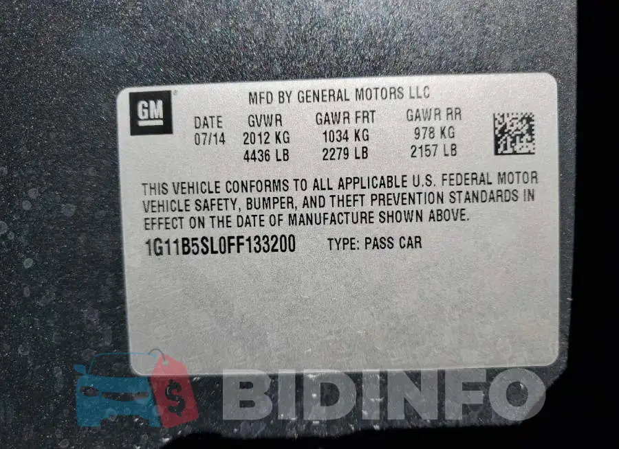 1G11B5SL0FF133200 Photo# 12