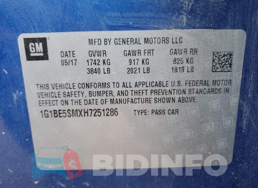 1G1BE5SMXH7251286 Photo# 13