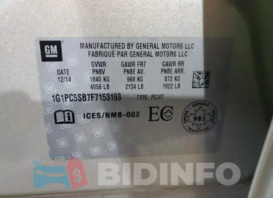 1G1PC5SB7F7153193 Photo# 13