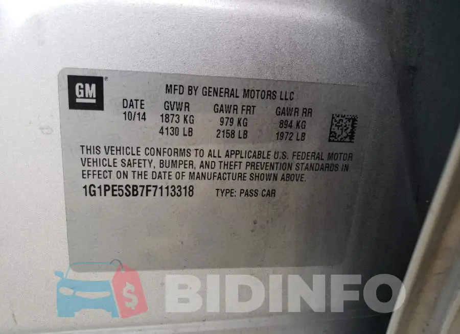 1G1PE5SB7F7113318 Photo# 13