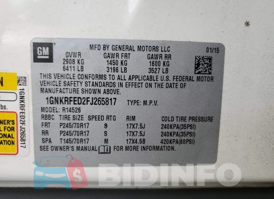 1GNKRFED2FJ265817 Photo# 13