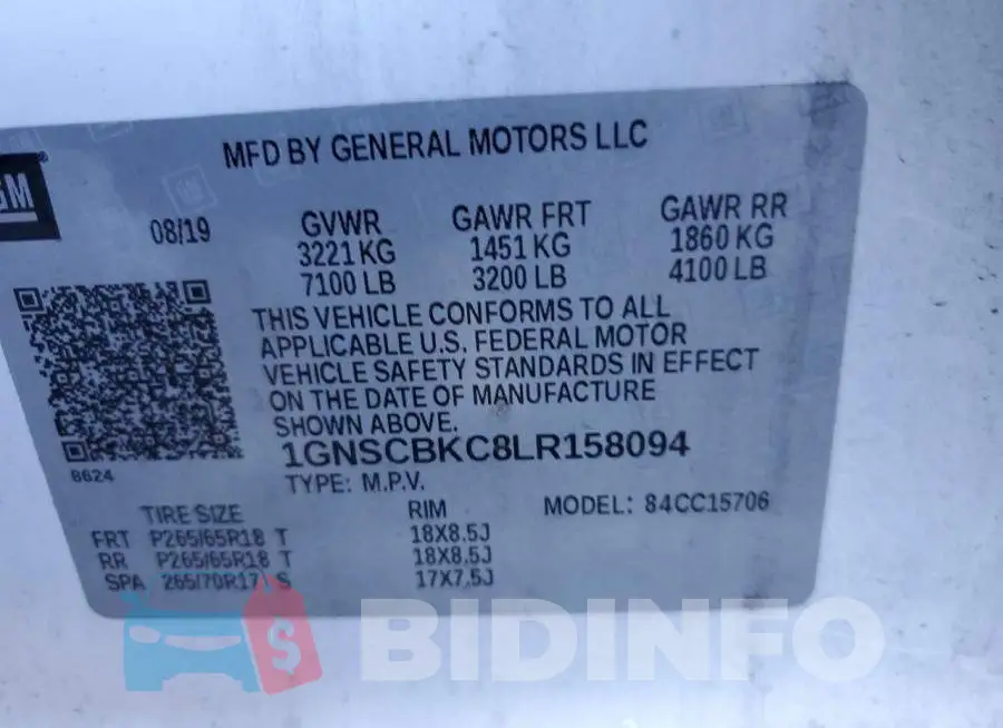 1GNSCBKC8LR158094 Photo# 13